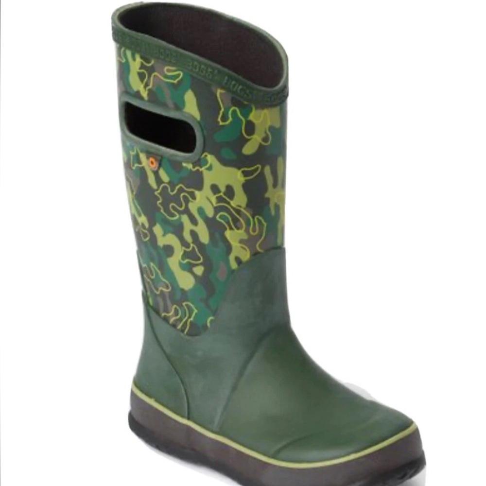 Bogs Kids Puddle Boots Camo Moss Green Vert Waterproof Boots Size 2 M US